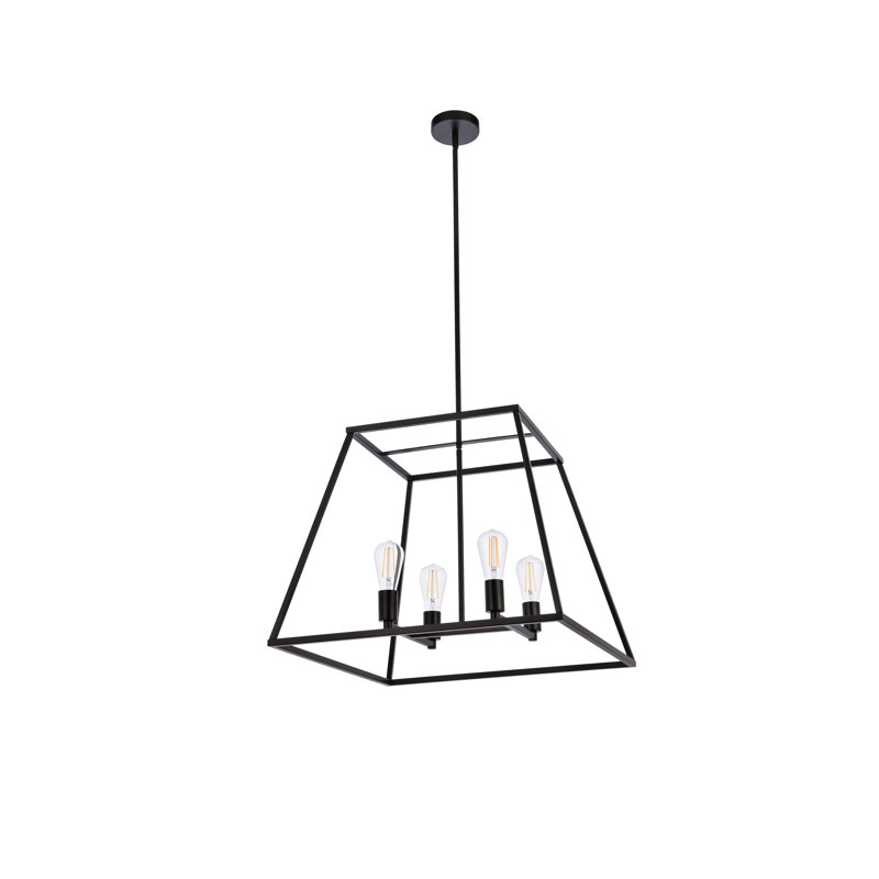 Lustre linéaire à 4 lumières Gloriajean, Noir, H 18,7 po x l 24 po x P 24 po