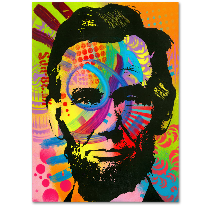 « abraham lincoln », reproduction d’impression sur toile tendue, H 19 po x l 14 po