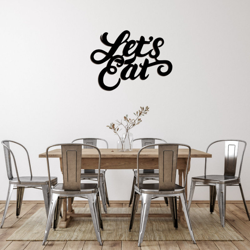 Let’s Eat Metal Wall Art - Kitchen Quote Decor - Modern Script Wall Hanging - Industrial Metal Design Sculpture - Farmhouse Style Dining Room Decor - Home Kitchen Wall Art - Fun Statement Art Piece