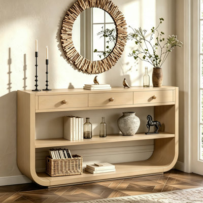 Retro 3-Drawer Console Table With Display Shelf