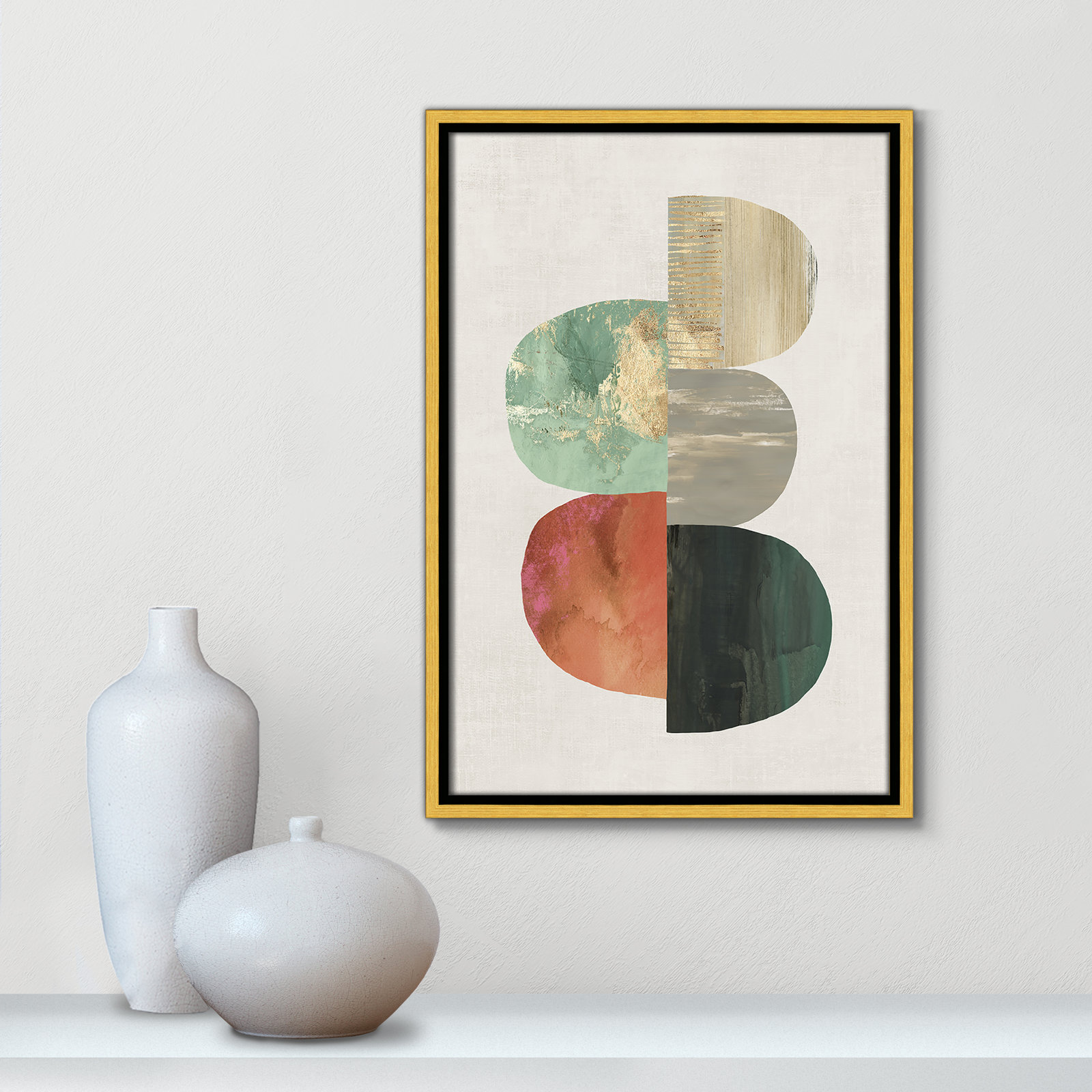 Evolving Energy I - Painting Print, Picture Framed Canvas, 19.5" H x 13.5" W, Gold