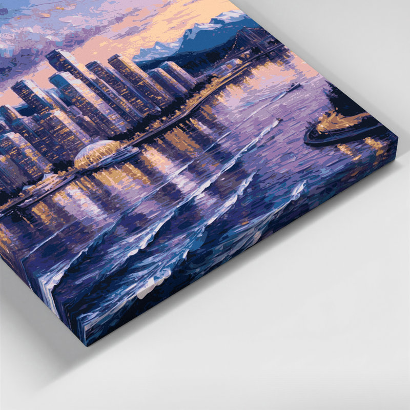 Art urbain sur toile, villes de Vancouver, Colombie-Britannique grise, H 24 po x l 36 po