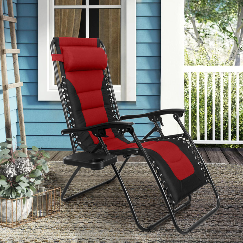 Chaise inclinable zéro gravité avec coussin, Rouge