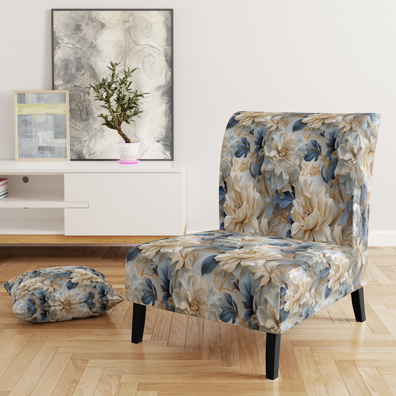 Rustic Victorian Brocade Victorian Motif - Chaise d'appoint de chalet rembourrée à motif floral