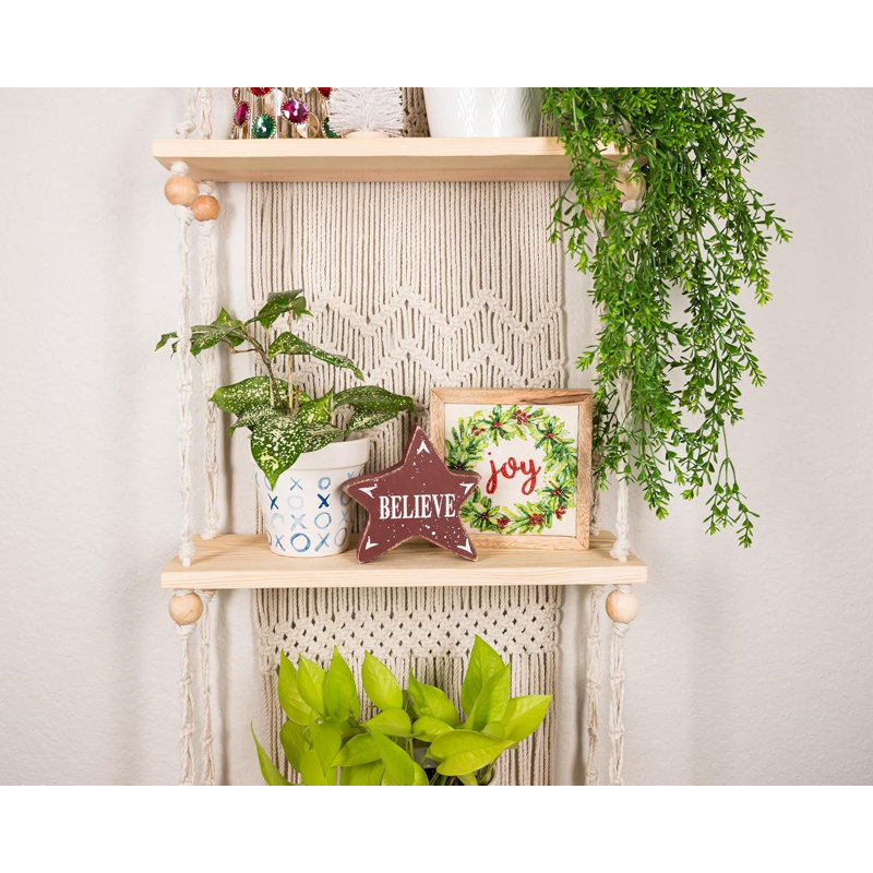 Étagère murale à 3 niveaux pour plante avec corde tissée à la main