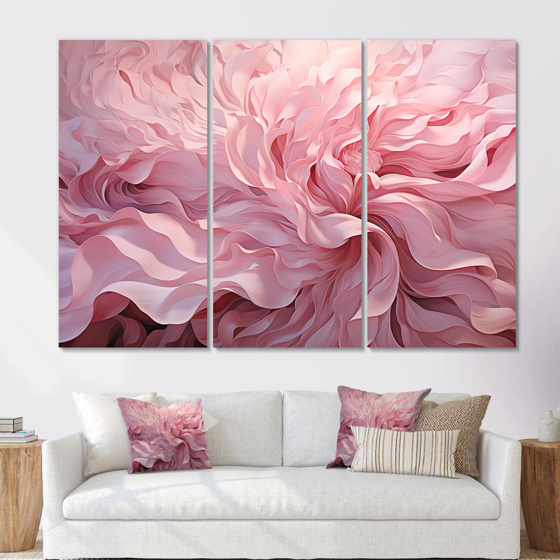«Pink Tender Twirl Spiral», ensemble d'art mural sur toile, H 40 po x l 60 po x P 1 po, Toile tendue