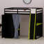 Lit-couchette polyvalent avec rangement intégré, rideaux suspendus et lumières RVB colorées-130155165