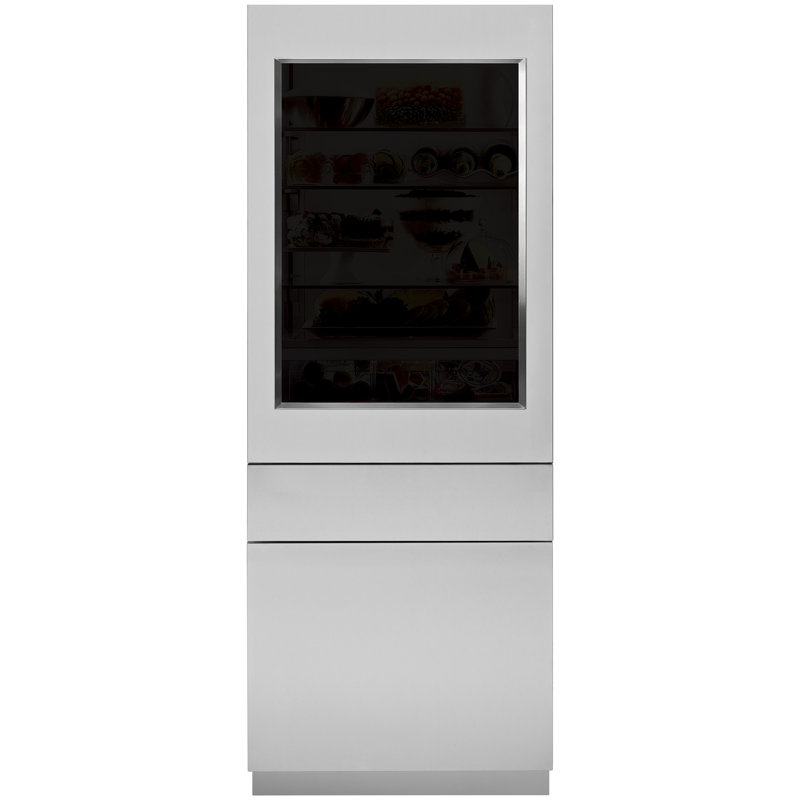 30" Integrated Refer SS Glass Door Panel, Opening -3/4" LH, 84" H x 30" W x 0.75" D