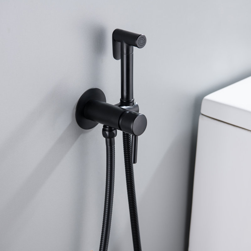 Bidet à main pour la toilette Bidet rond avec robinet pour toilette, Noir