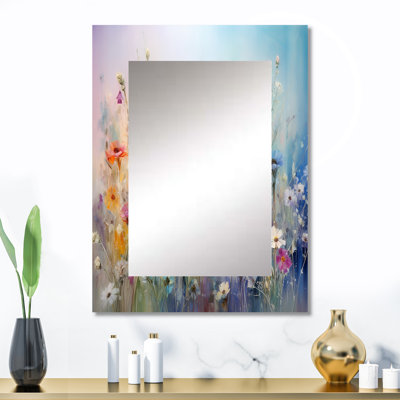 Leavens Wildflowers Blossoming Dreams - miroir décoratif Wildflowers, miroir mural traditionnel, impression d'art en métal