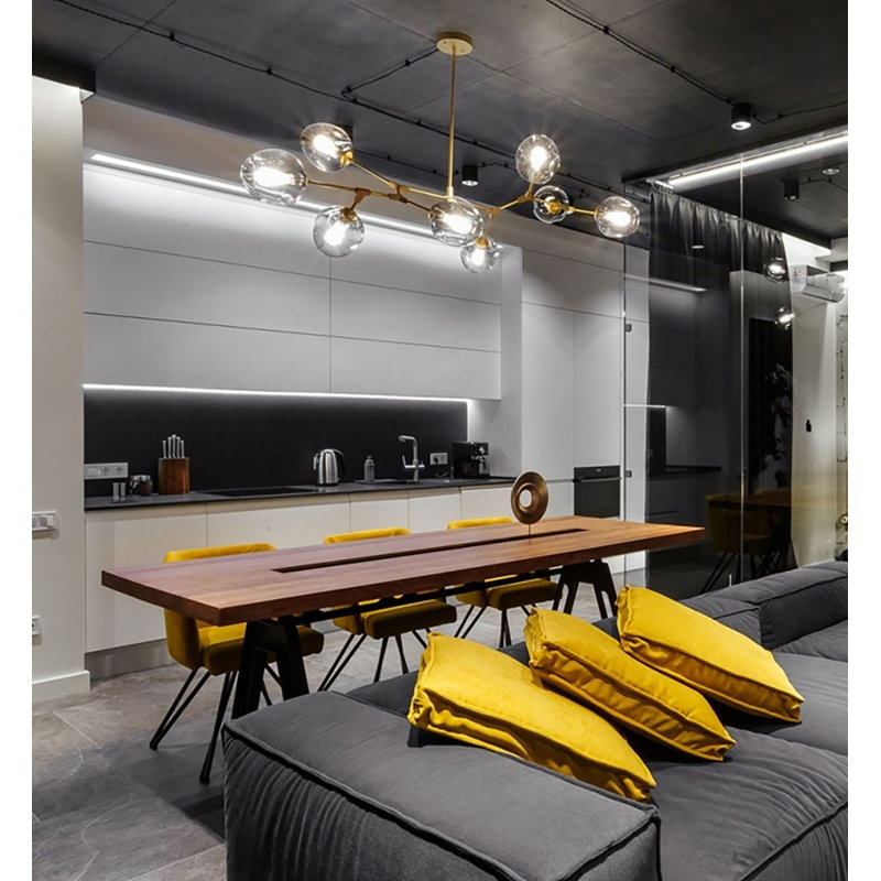 Everly Quinn Axenia Long 6fts 8-Light Sputnik Chandelier Gold Branch ...