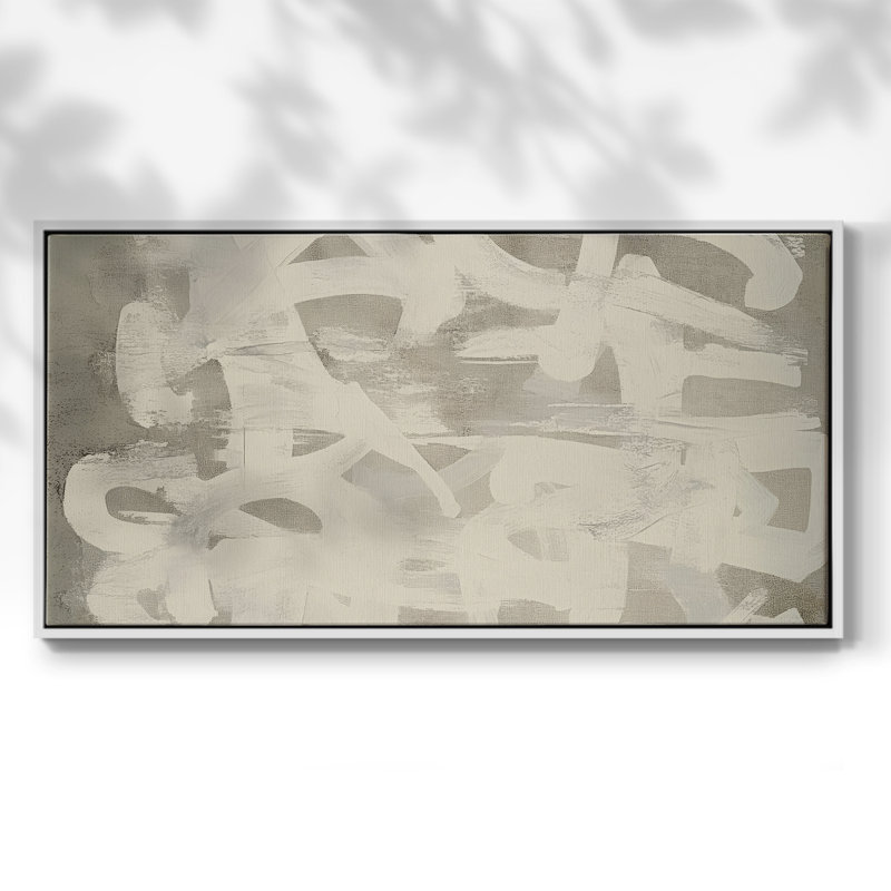 Série abstraite-DCCXVII- Toile tendue avec châssis tendue, prête à être accrochée, H 21 po x l 41 po, Blanc