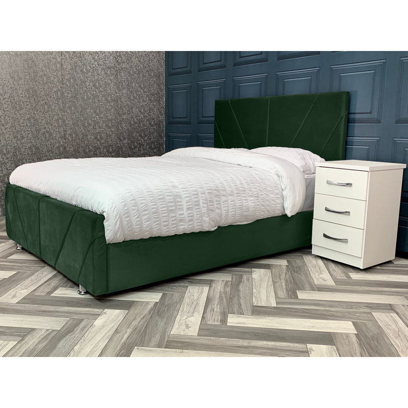Liesel Upholstered Bed, Single (3'), Emerald Green