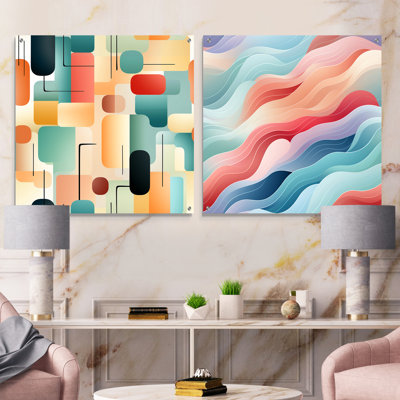 Pastel Harmony - Abstract Acrylic Wall Art Glass Set Of 2
