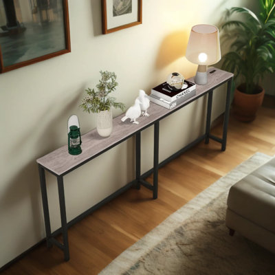 Sofa Table With USB Charging Station, Narrow Console Table With Electrical Outlets, Extra Long Entryway Table For Behind Couch Or Hallway by 17 Stories