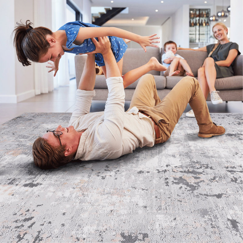 Grey / Multi / Abstract Area Rug, Rectangle 7'9" x 10'