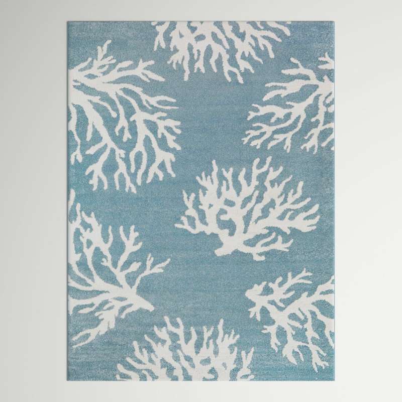 Tapis bleu / blanc Boca, Rectangle 7 pi 10 po x 10 pi