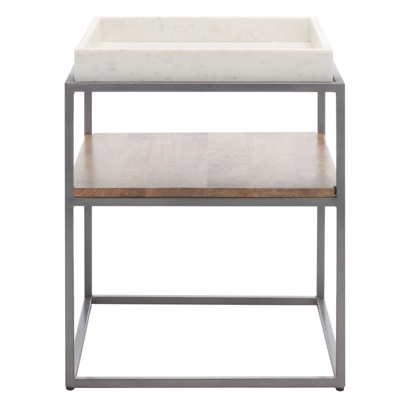 Marble Tray Top End Table, Gunmetal/Natural