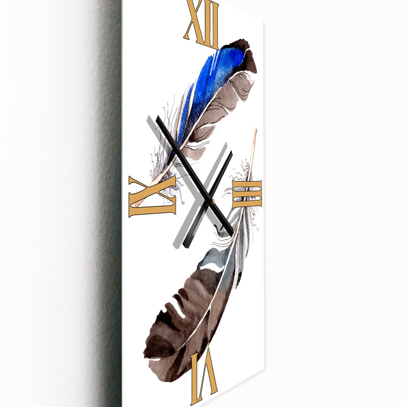 Horloge murale colorée Boho Feathers III - Bohème et éclectique, Petit