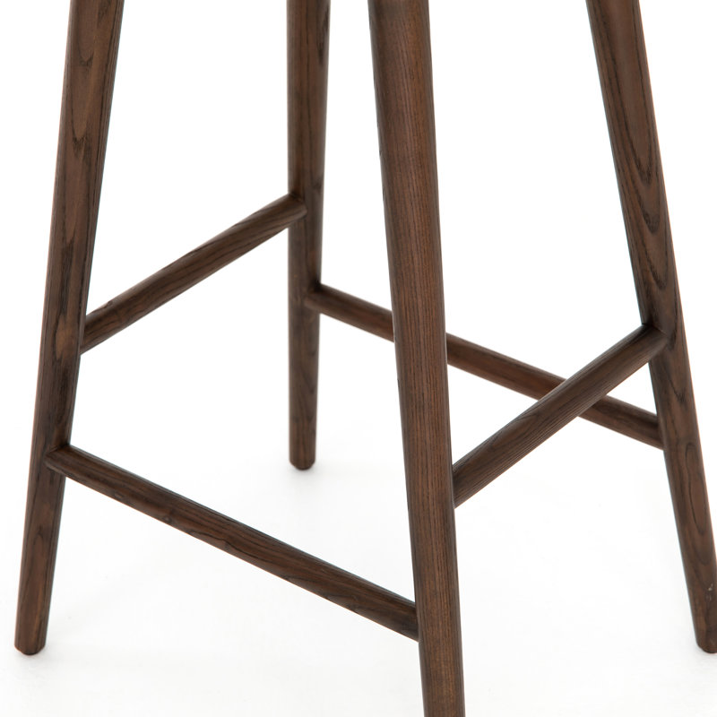 Union Wallis Belfast Solid Wood Stool, Faux Leather - Distressed Black/Warm Parawood, Counter Stool (26" Seat Height)