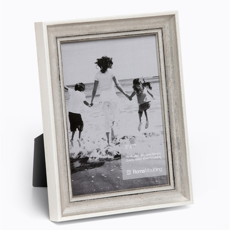 Cadre photo Gastonville, Blanc antique / Argent, 5 po x 7 po