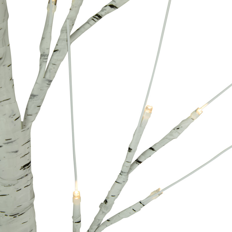 Bouleau blanc 24 po avec lumières DEL blanc chaud 24 po