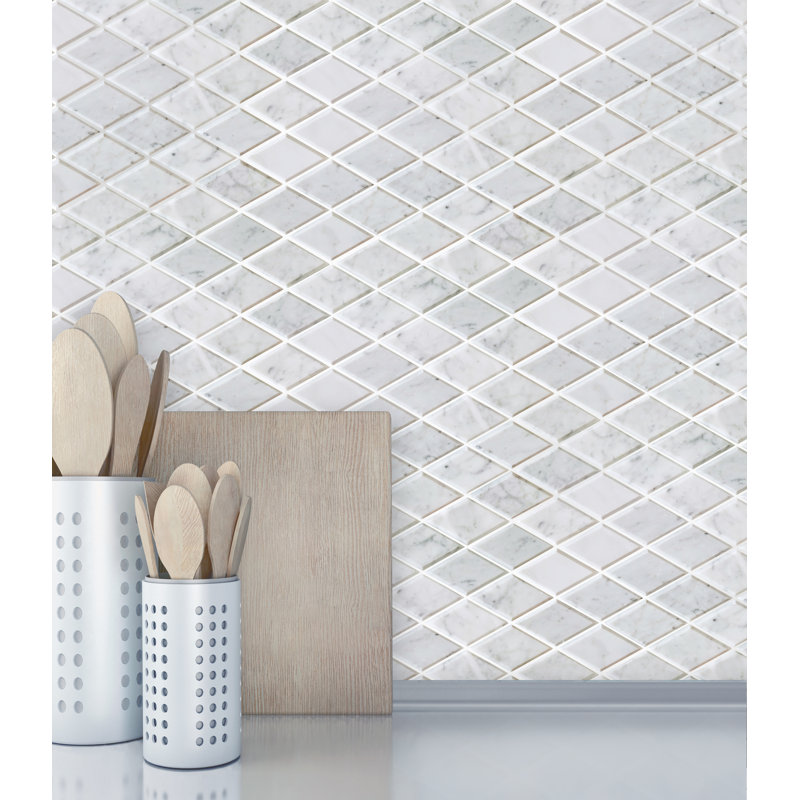 12" x 12" Beveled Marble Mosaic Wall & Floor Tile