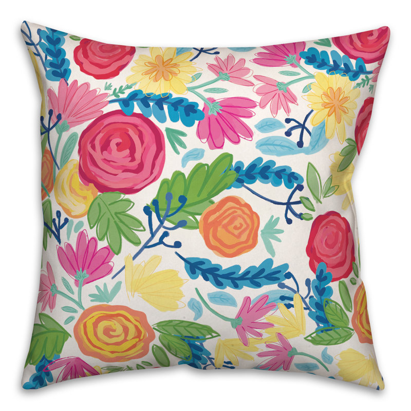 Floral Outdoor Throw Pillow, Pink, 18" x 18"
