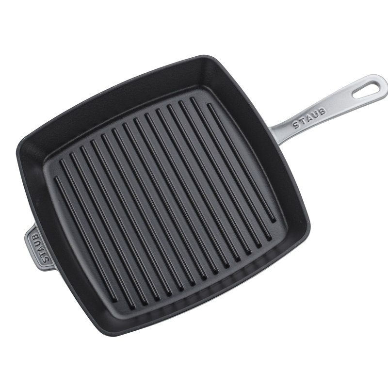 Staub Cast Iron Square Grill Pan, Graphite Gray, 12" x 12"