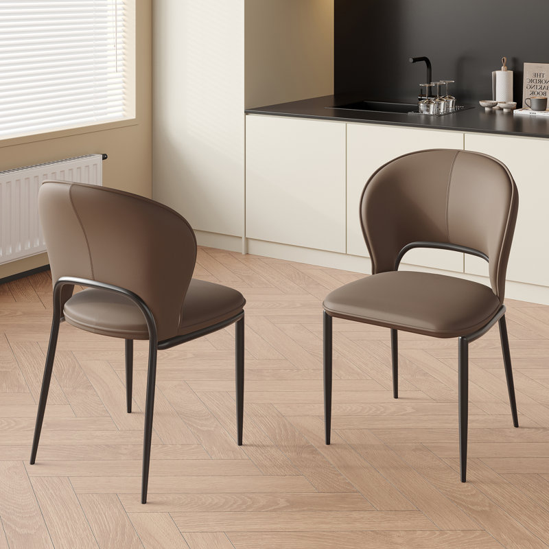 Ensemble de chaises de salle à manger Janaysha, similicuir, 2 pièces, Brun
