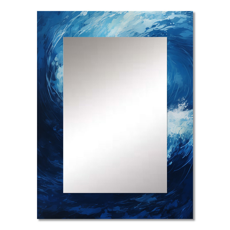 Tidal Twist Wave Vortex I - miroir décoratif à spirales abstraites, grand miroir mural moderne, impression d'art en métal