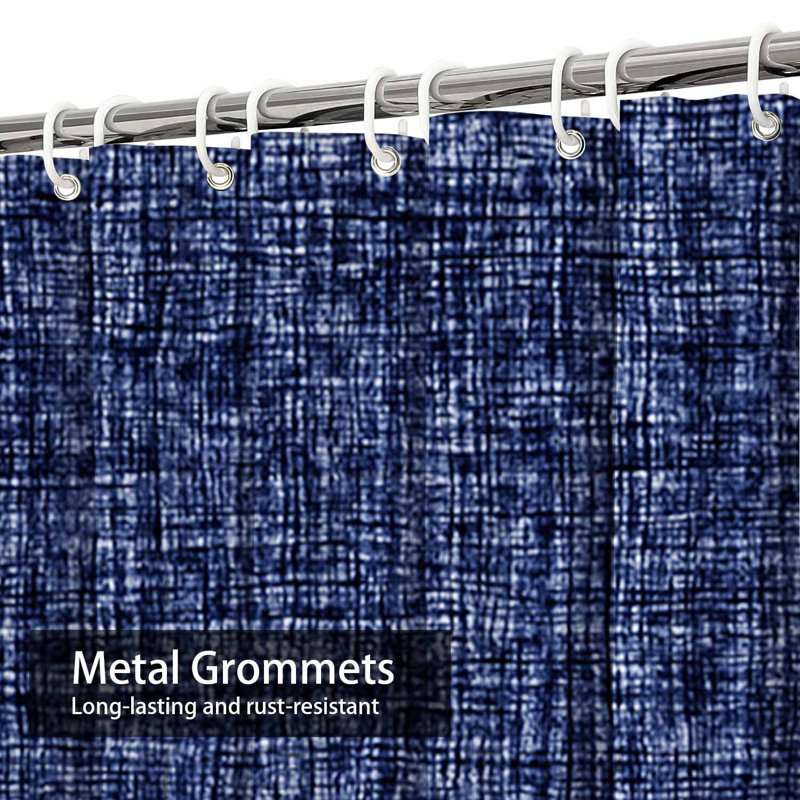 Rideau de douche abstrait abstrait indigo avec 12 crochets, L 72 po x l 84 po