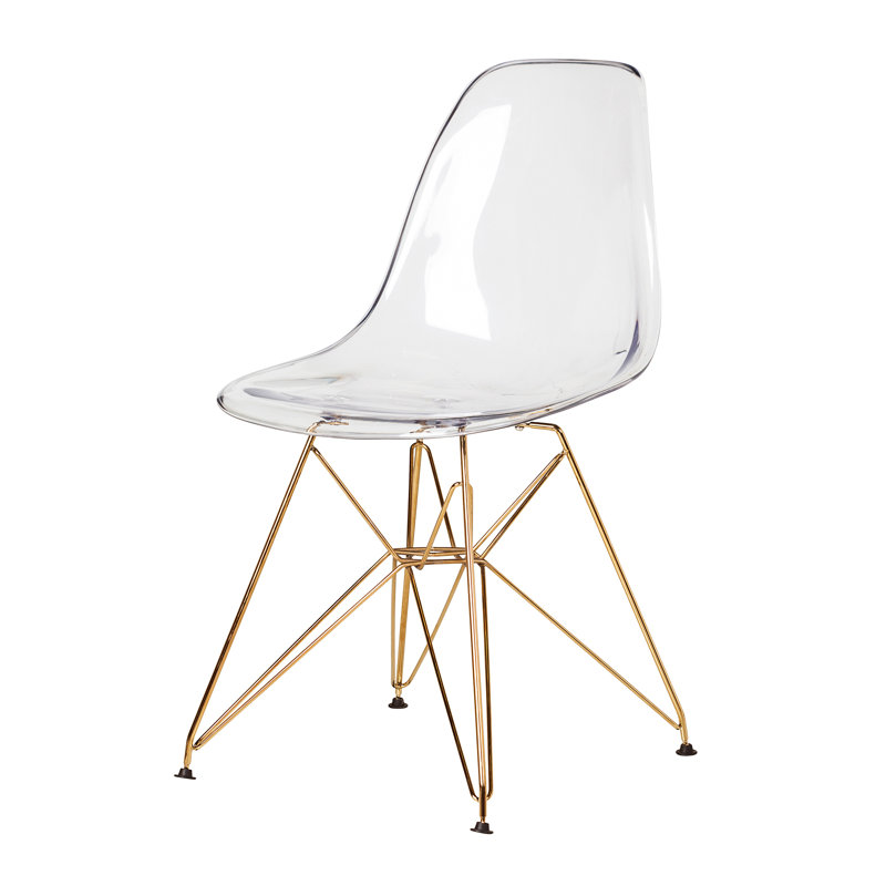 Modern Clear Acrylic Dining Side Chair, Clear/Gold