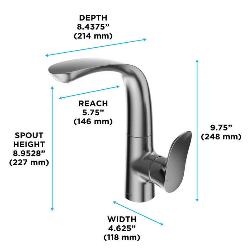 Robinet pour salle de bain à poignée latérale simple 1,2 GPM TOTO® avec technologie COMFORT GLIDE et ensemble de bonde, nickel brossé