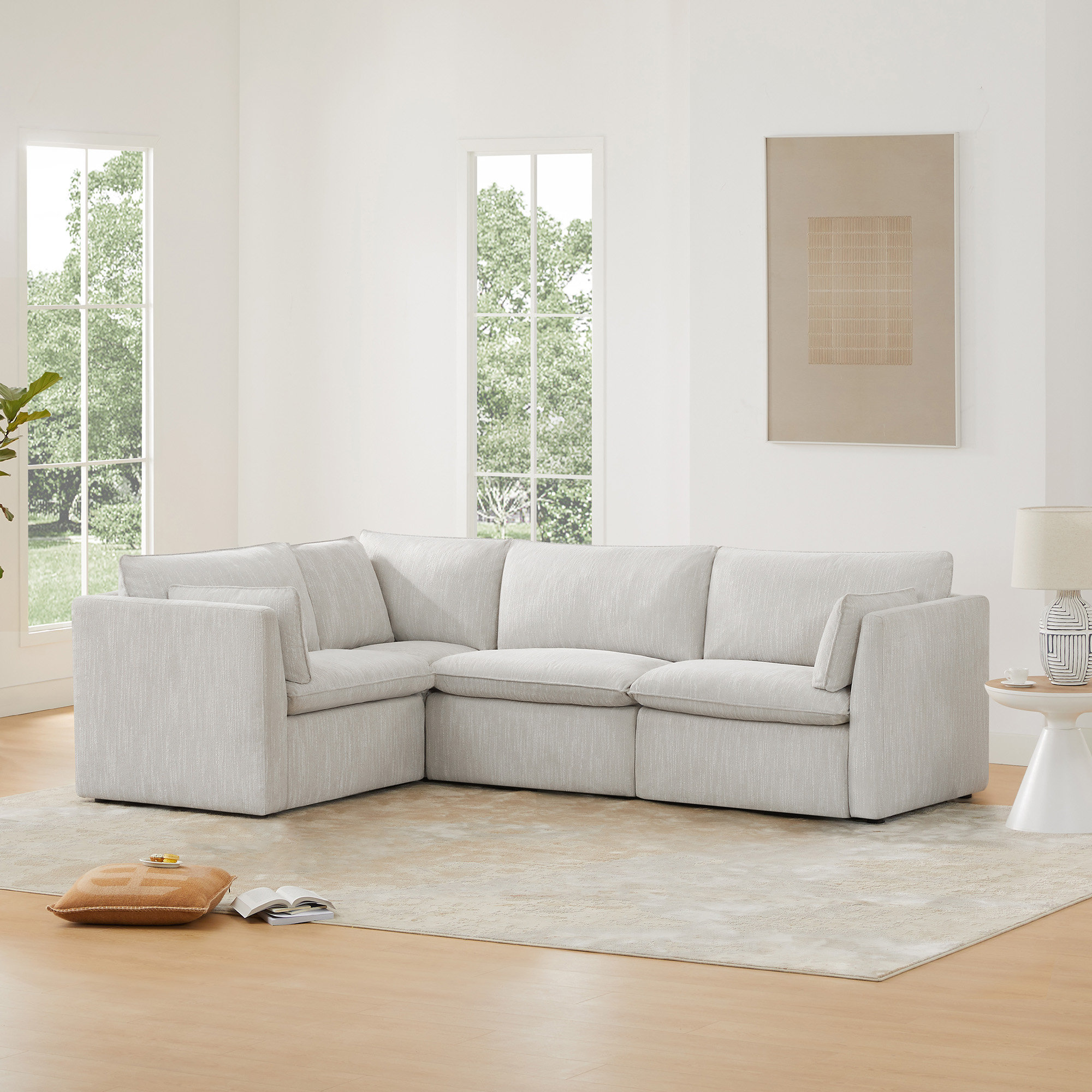 Greylan 107" Modular Reclining Corner Sectional, 35" H x 107" W x 73" D, Light Gray