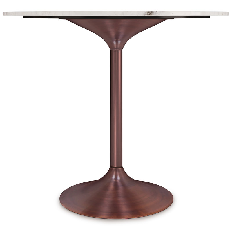 Osborne 36" Round White Marble Dining Table with Copper Base