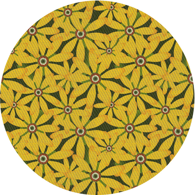 Usamah Floral Indoor Rug, Round 4'