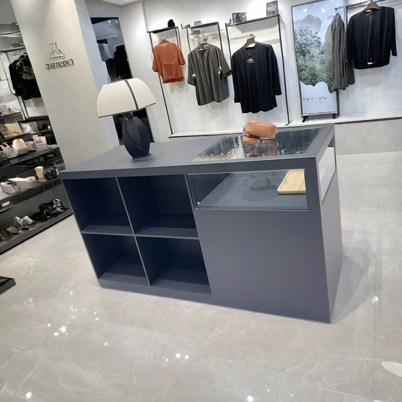 Vitrine simple pour îlot central, Gris, H 35,43 po x l 70,86 po x P 23,62 po