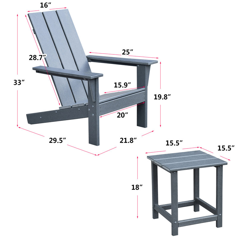 Dark Grey Outdoor Chair Of 2 And Table, All - Weather Fire Pit Chair, Ergonomic Patio Lawn For Balcony, Long Lasting Use Balcony In Grey, Low Maintenance