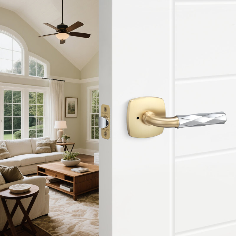 Forma Privacy Rosette, Vertex Grip, Satin Brass