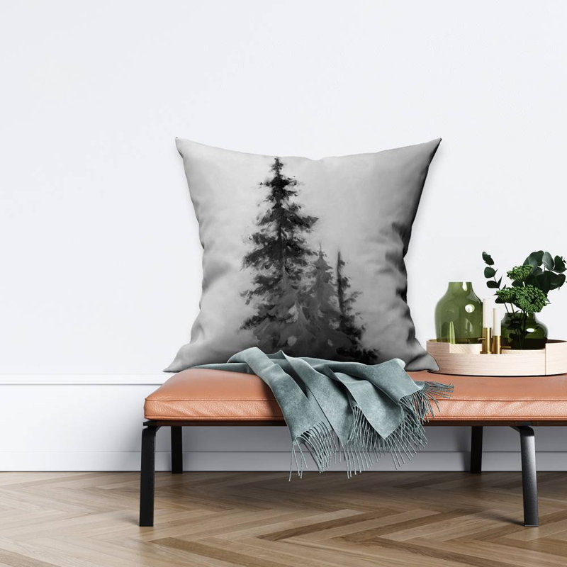 Silhouette of black and grey trees - 26"x26" Throw pillow - Poly twill - Print on demand