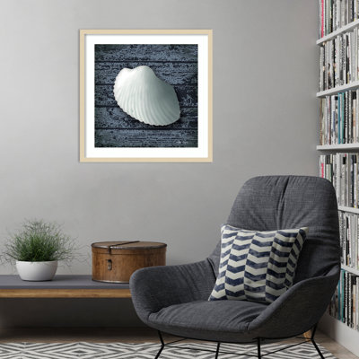 Seashore Shells Navy I by Marie Elaine Cusson Wood Framed Wall Art Print