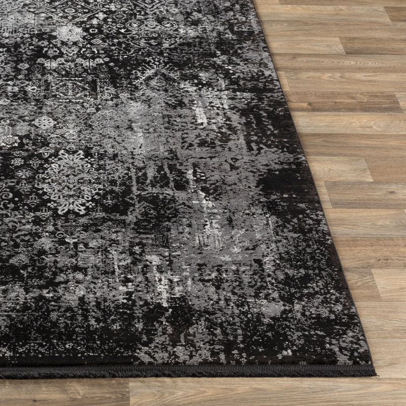 Tapis noir / gris anthracite Plaskitt, Rectangle 7 pi 6 po x 11 pi 2 po