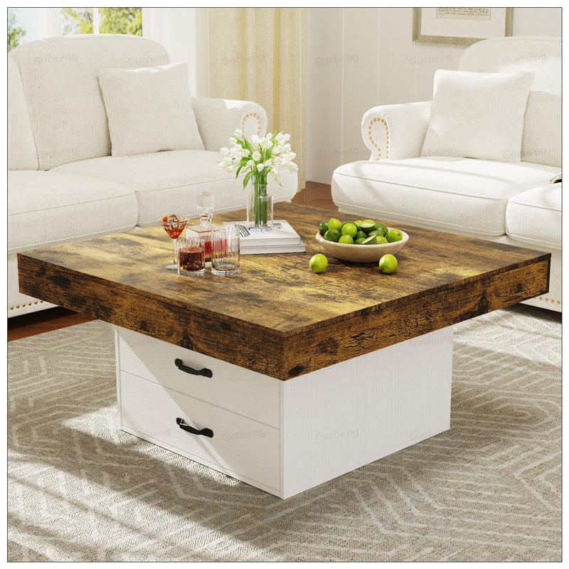 Table basse à double tiroir à DEL avec éclairage multicolore et rangement spacieux pour la vie moderne