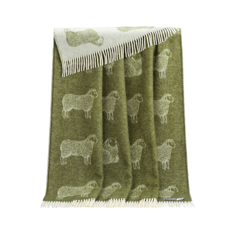 Olive Green Sheep Wool Throw