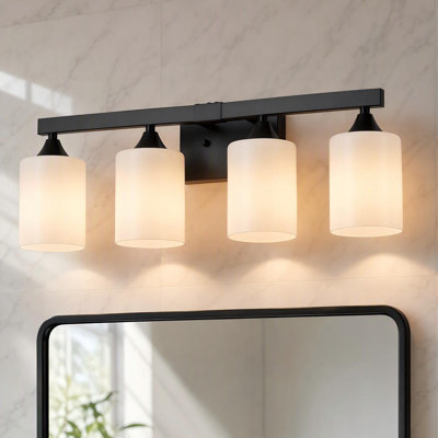 Éclairage pour salle de bain 4 lumières noir mat