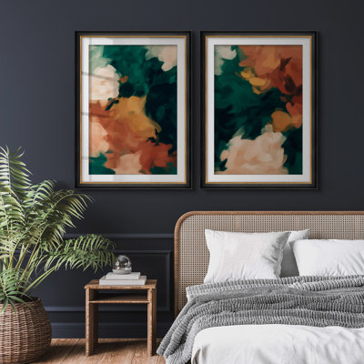 Ensemble de 2 encadrements muraux Premium Premium Fine Art Antique pour chambre à coucher 26 po x 36 po