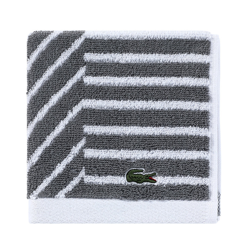 Lacoste Guethary Geometric Jacquard 100% Cotton Washcloth, Meteorite, 1  Piece Washcloth