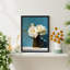 «White Flowers In Vase Wall Art Floral Botanical Prints Decor For Living Room, encadré sur papier»-93487577-93487575