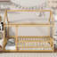 Lit simple en bois pour plancher de maison simple avec structure de toit, barrières de sécurité, naturel (ancien numéro de référence W504P286404)-991000616